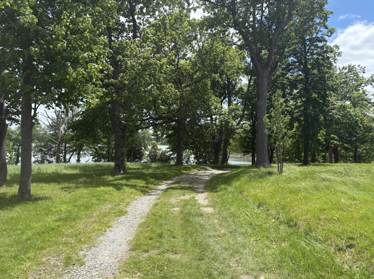 A trail at World’s End, one of Hingham’s most scenic spots winding around the water.