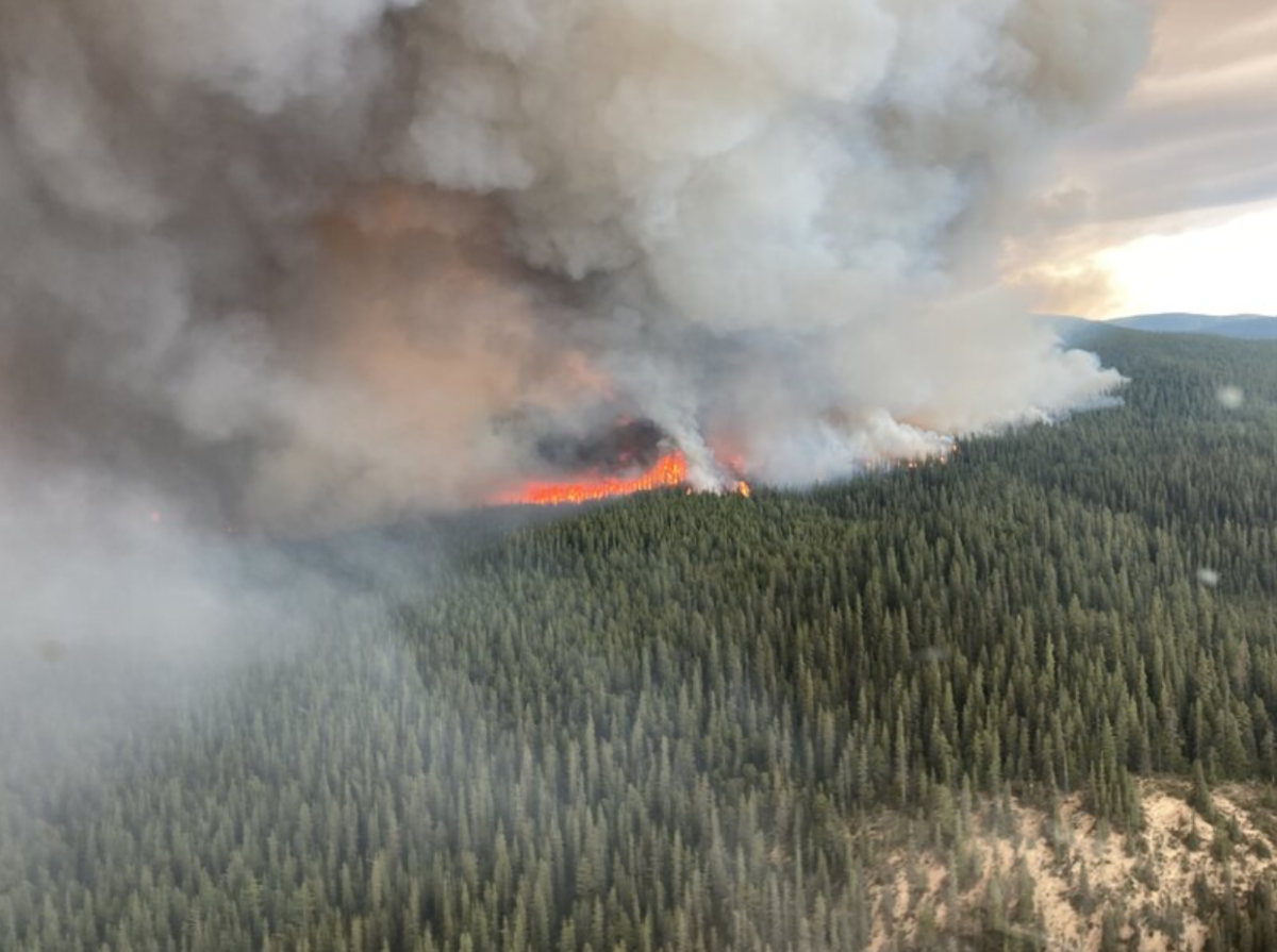 The Climate Crisis has caused a dramatic increase in wildfires such as this at Talkin Lake in British Columbia in July, 2023.