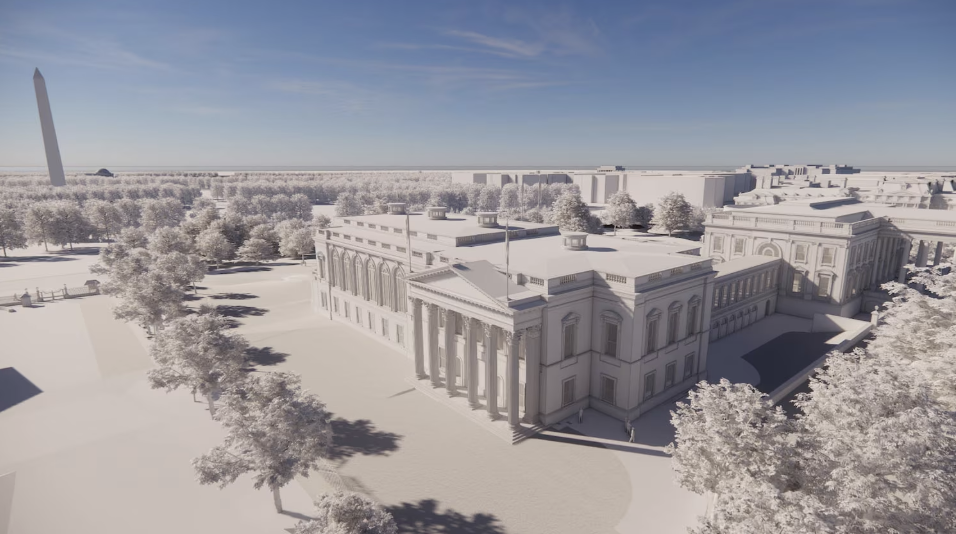 Mock-up released by the White House of the plans for the soon to be constructed 200 million dollar ballroom.