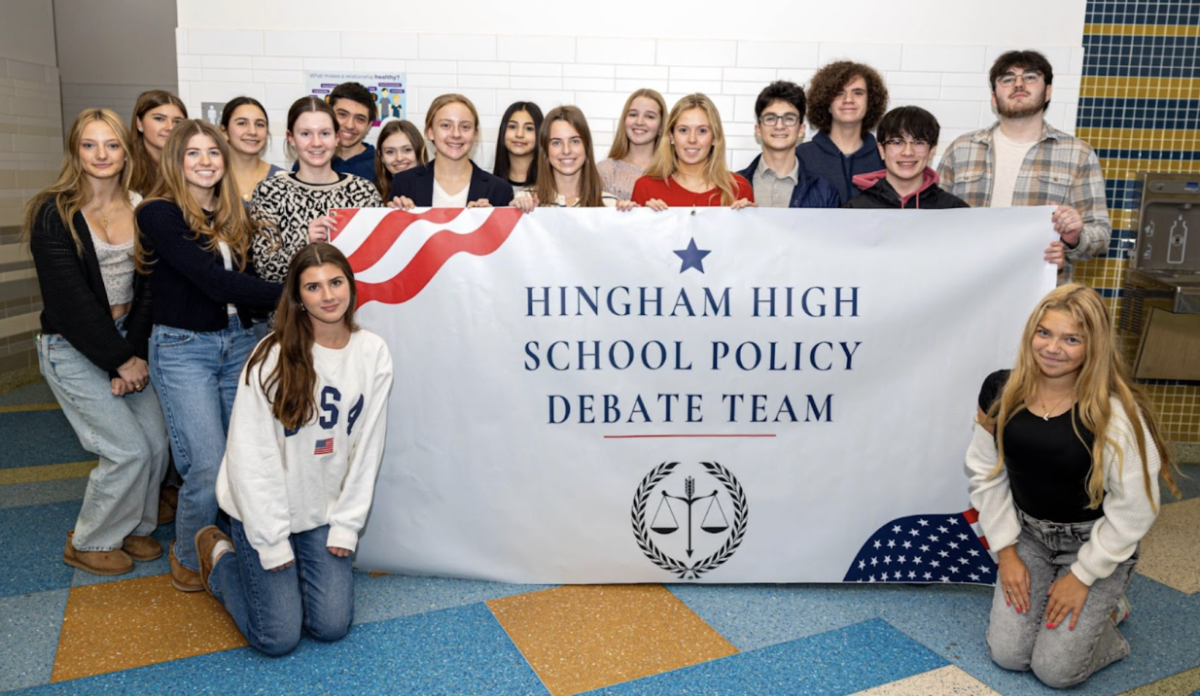 The Hingham High School Policy Debate Team poses for a photo after their final debate last year, following a very successful season. 