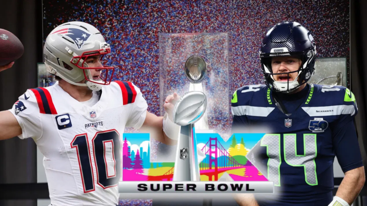 Drake Maye (Left) and Sam Darnold (Right) are getting ready to face off in a Sunday night thriller, preparing to showcase their skills.