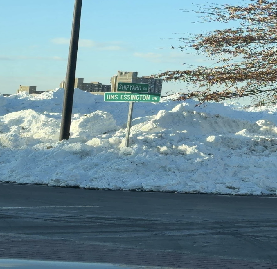 Multiple feet of snow was shoveled up high in the aftermath of the snowstorm.