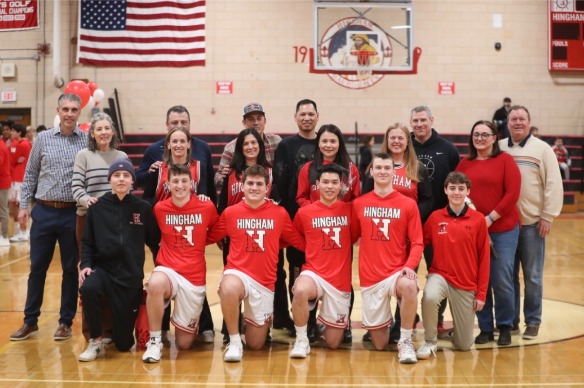 Hingham Seniors were recognized on Senior Night prior to one of their final home games against Brockton.