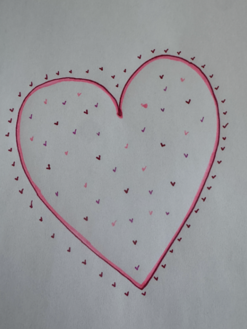Morgan Childs drew a heart to represent Valentine's Day.