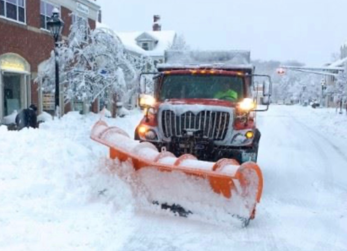 Streets of downtown Hingham are plowed.