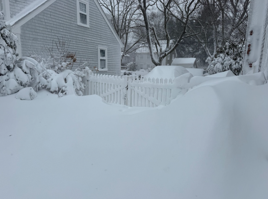 Driveways and roads were loaded with multiple feet of snow in Hingham Massachusetts.