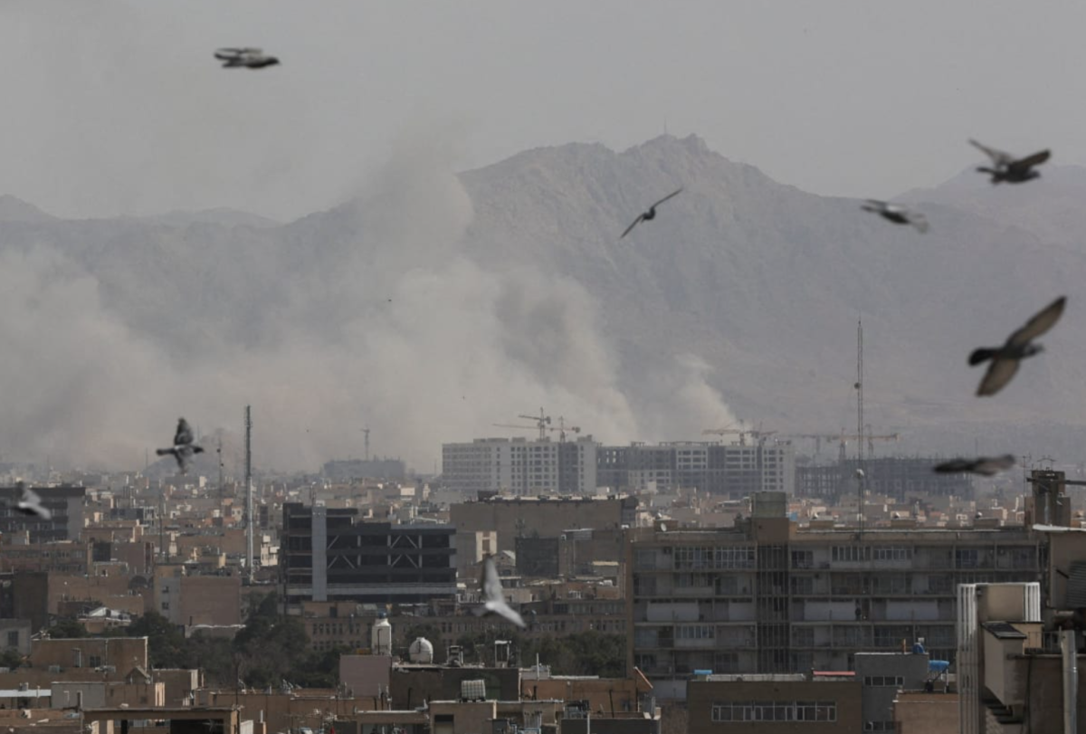 Smoke rises following an explosion in Tehran, Iran, after the U.S launches an attack on Iran.