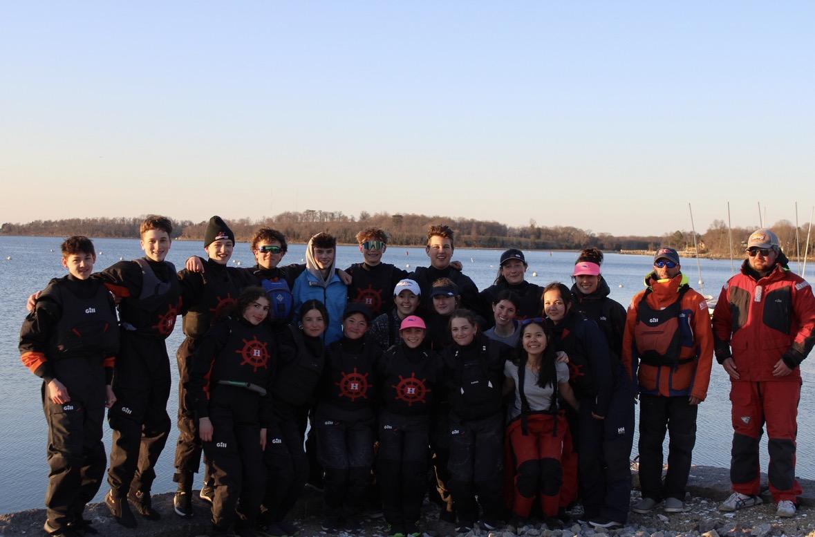 Hingham Sailing Team celebrates their triumphant win over Wellesley. 