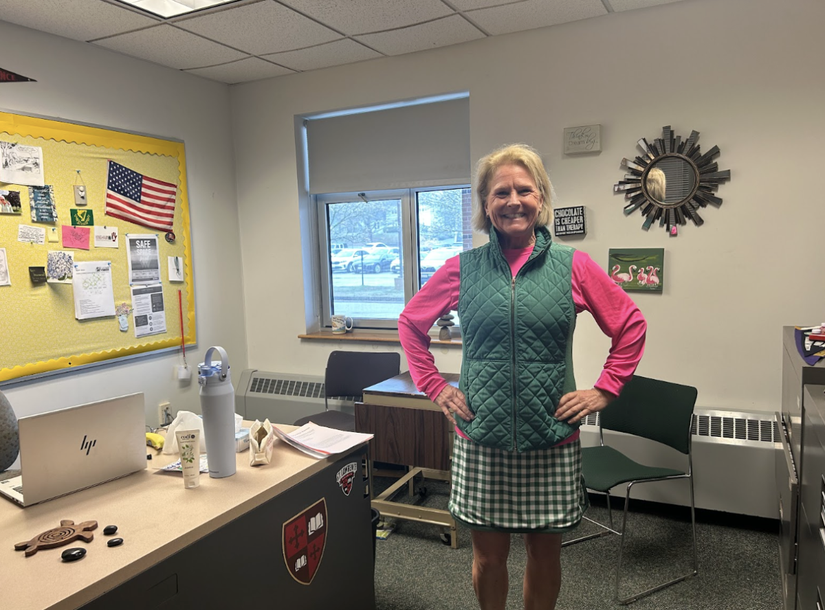 Ms. O’Brien poses for a picture in her office, waiting for her next student to walk in the door. 