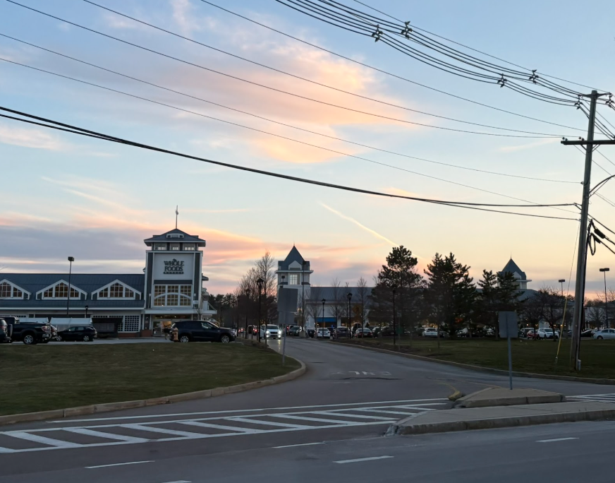 The Derby Street Shops are still being populated during sunset.