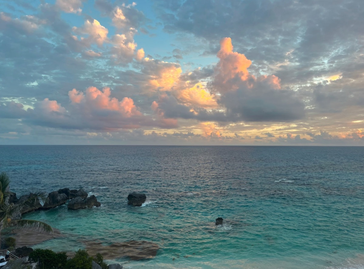 The sun reflects on the clouds on a beautiful summer day in Bermuda.