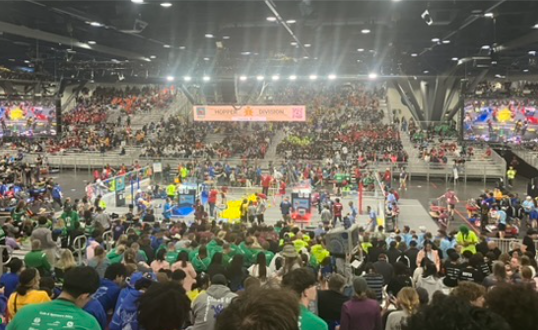 Hingham Robotics takes the field for their first qualification match.
