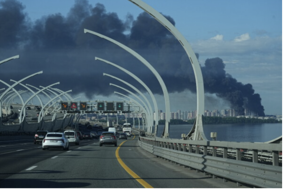 Ukrainian drones crashing into St. Petersburg.