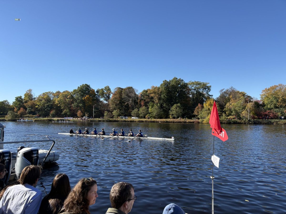 Spectators view the boats cross the finish line at the Head of the Charles Regatta on October 18th, 2026.

