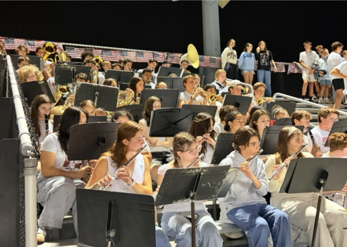 The pep band playing a piece during the home game on October 2nd, 2026 (photo by Brian Cincotta)