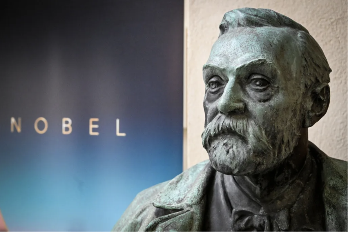 A statue of Alfred Nobel at the Karolinska Institute in Stockholm, Sweden.
